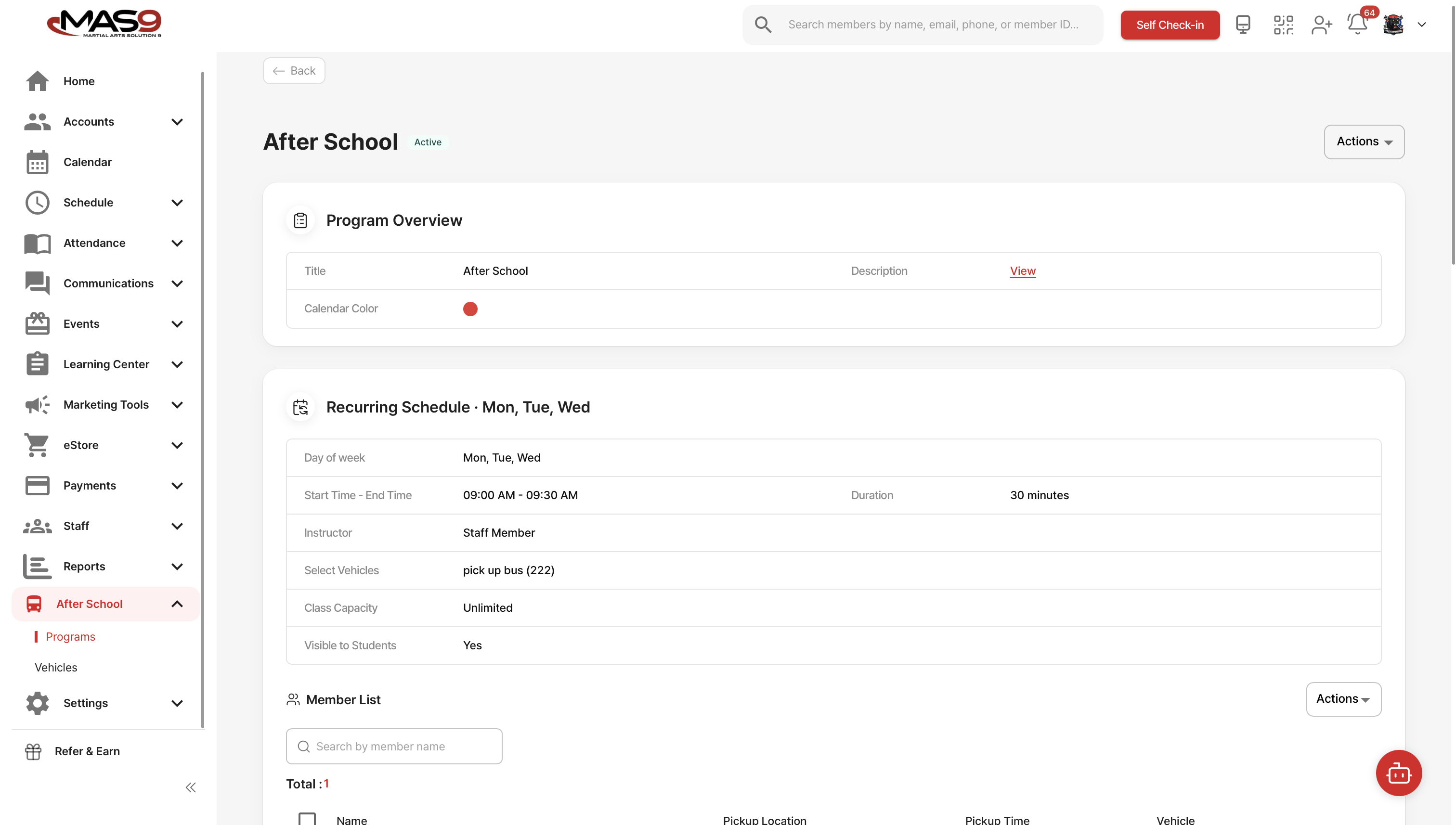 Afterschool — Schedules, Pickup & Drop-Off, Managed